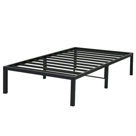 GrandRest 14 Inch Durable Steel Slat Metal Platform Bed Frame in Black, Full