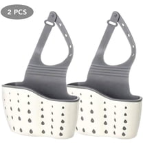 2PCS Kitchen Sink Caddy Sponge Holder Silicone Plastic Soap Holder Hanging Ajustable Strap Faucet Caddy with Drain Holes for Drying