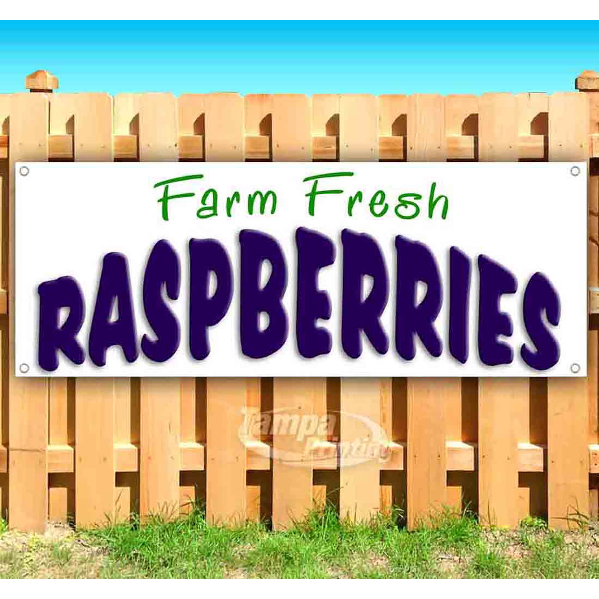 Farm Fresh Raspberries 13 oz Vinyl Banner With Metal Grommets