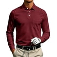 thumbnail image 2 of Long Sleeve Polo Shirts for Men Relaxed Fit Dress Button Golf Shirt With Pocket, L, 2 of 8