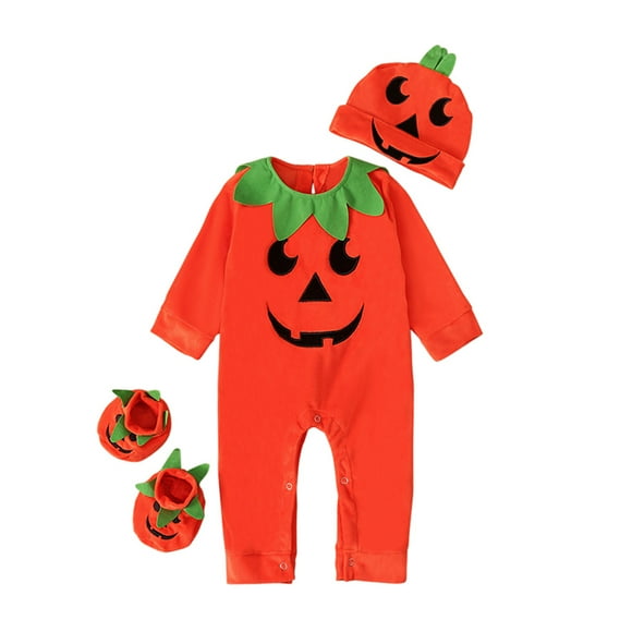 Juego de vestuario de calabaza de Halloween niña recién nacida niña de manga larga