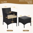 thumbnail image 5 of Yaheetech Outdoor 3-Piece Patio Rattan Chairs with Cushions and Side Table, Black/Khaki, 5 of 8