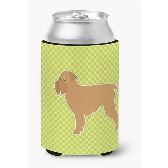 Caroline's Treasures BB3840CC Brussels Griffon Checkerboard Green Can or Bottle Hugger, Can Hugger, multicolor