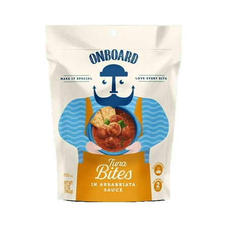 ONBOARD Yellowfin Tuna Bites in Arrabbiata Sauce, 12oz Pouch, Nuts and Soy Free, Contains Egg, Fish (Tuna), and Wheat