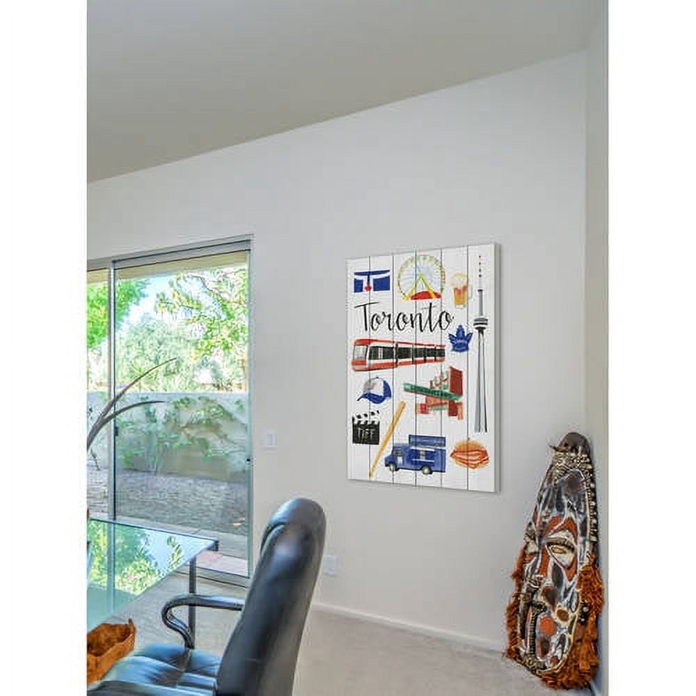 Marmont Hill "Travel Toronto" By Molly Rosner Painting Art Print On White Wood, 12.0" x 1.5"