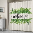 thumbnail image 5 of WELCOME Green Leaves Shower Curtain, Summer Farmhouses Countryside Waterproof Shower Curtain Set with 12 Hooks Lightweight Bath Curtains Fabric Bathroom Decor 72x78 Inches, 5 of 9