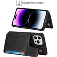 thumbnail image 5 of Compatible with iPhone 14 Pro Luxury PU Leather Case with Card Holder,Cash Slots,Stand Function Back Wallet Case Flip Wrist Strap Double Magnetic Clasp Case for iPhone 14 Pro 6.1",Black, 5 of 13
