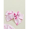 thumbnail image 6 of Suealasg Baby Girls Valentine One Piece Clothes 3 6 12 18 Months Newborn Spring Romper Long Sleeve Baseball Cherry Bow Print Jumpsuits Headband, 6 of 7