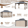 thumbnail image 7 of EROMMY 12'x16' Outdoor Polycarbonate Double Roof Hardtop 12 ft Gazebo Canopy, Brown, 7 of 7