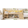 thumbnail image 4 of Bellemave Twin XL Loft Bed with Slide, Twin XL Loft Bed with Bookcase & LED Lights, Low Loft Bed with Ladder, Solid Wood Loft Bed Twin XL with Full-Length Guardrails, Natural, 4 of 13