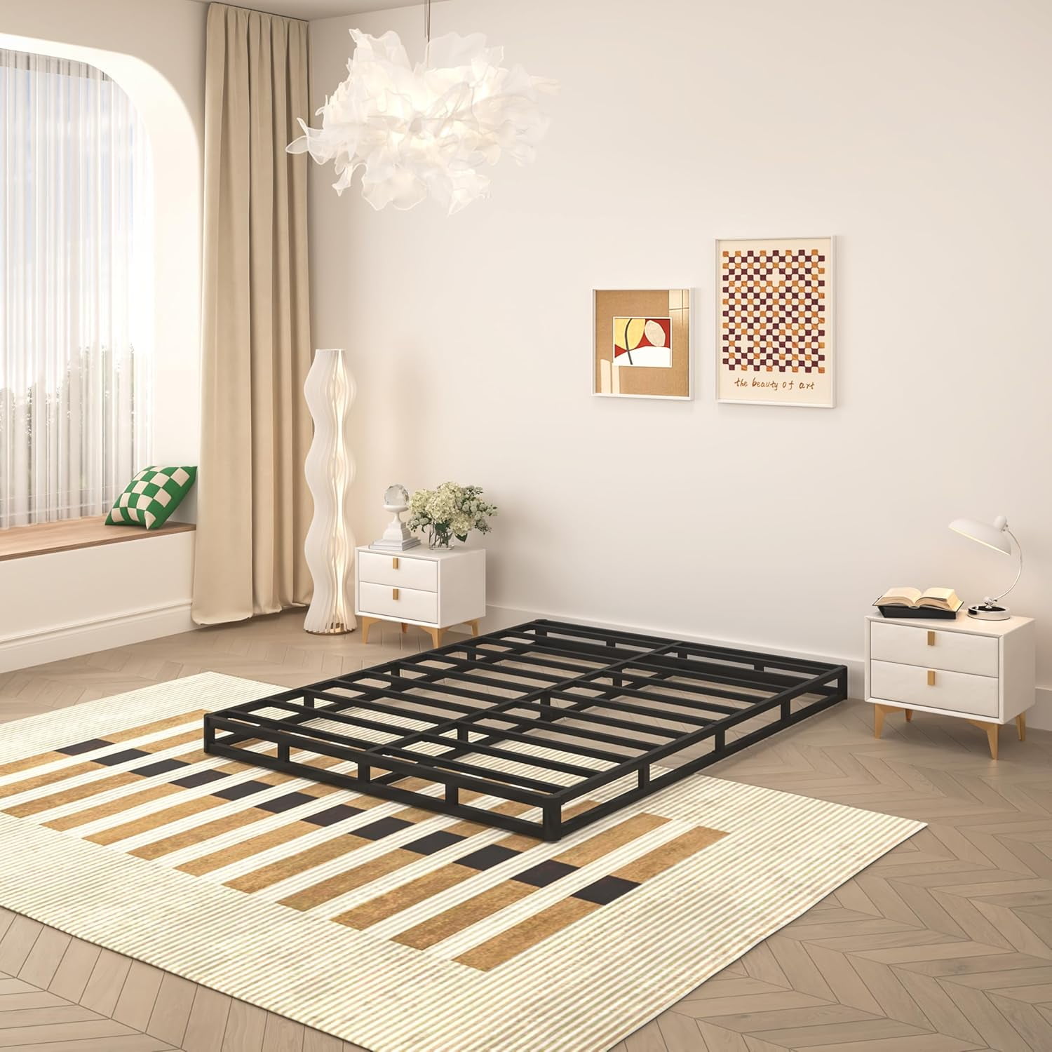 5 Inch Box Spring Full Size Bed, Heavy Duty Metal Mattress Foundation, 3000 lbs Capacity, Low Profile, Noise-Free, Easy Assembly with Fabric Cover