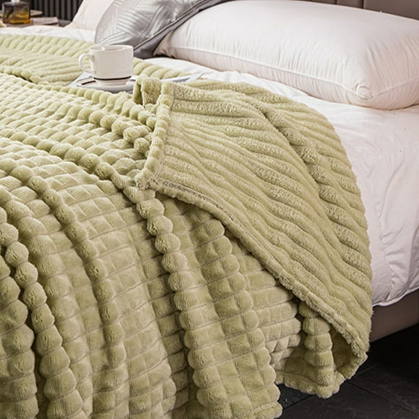 Manta de franela de 200 x 180 cm, ideal para la cama, el sofá o como manta calentita. Suave franela color leche, tamaño grande, fácil de plegar y transportar. Perfecta para el dormitorio.
