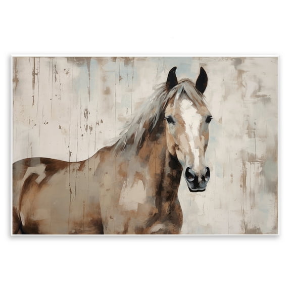 Stupell Industries Rustic Stoic Mare Animals Painting Unframed Art Print Wall Art, 15 x 10