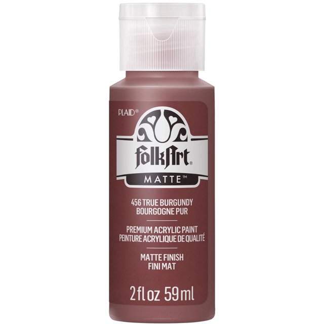 Folkart Matte Acrylic Craft Paint, 2 fl. oz., True Burgundy