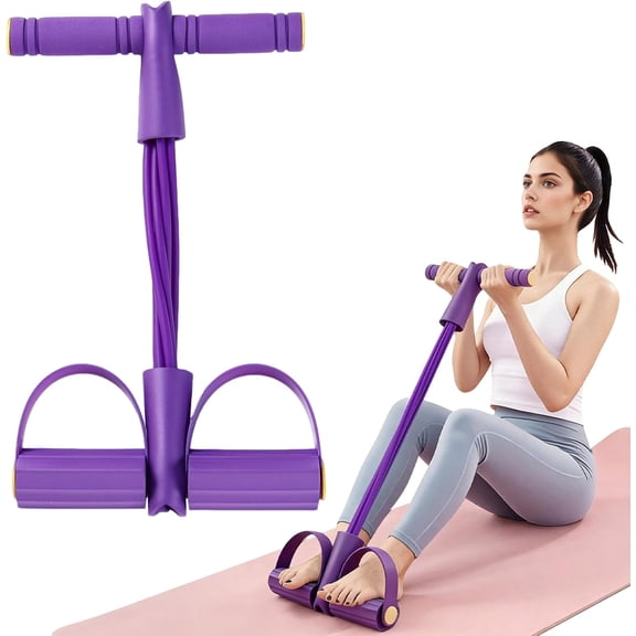 Eight-tube multi-functional foot pedal resistance band, equipped with sweat-absorbing and non-slip handles and non-slip foot pedals, suitable for shaping exercises of the abdomen, legs, arms, and bac