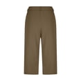 thumbnail image 3 of Lovzfmll Women's Cropped Pants, Solid Color Dress Pants with Double Pockets, Casual Relaxed Fit Pants Khaki, S, 3 of 9