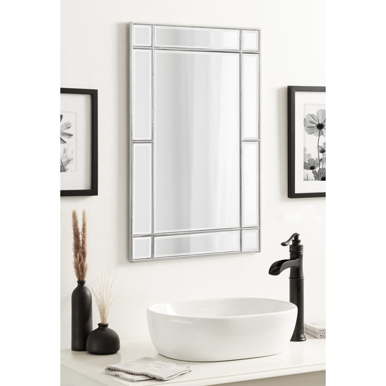 Better Bevel 20x30 Inch Framed Rectangle Bathroom Mirror – Silver Steel Frame, Made In USA, Easy Mounting