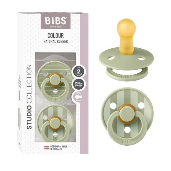 Chupetes BIBS Pin Sage Tetina Redonda Látex Natural Talla 2 (6-18 Meses)