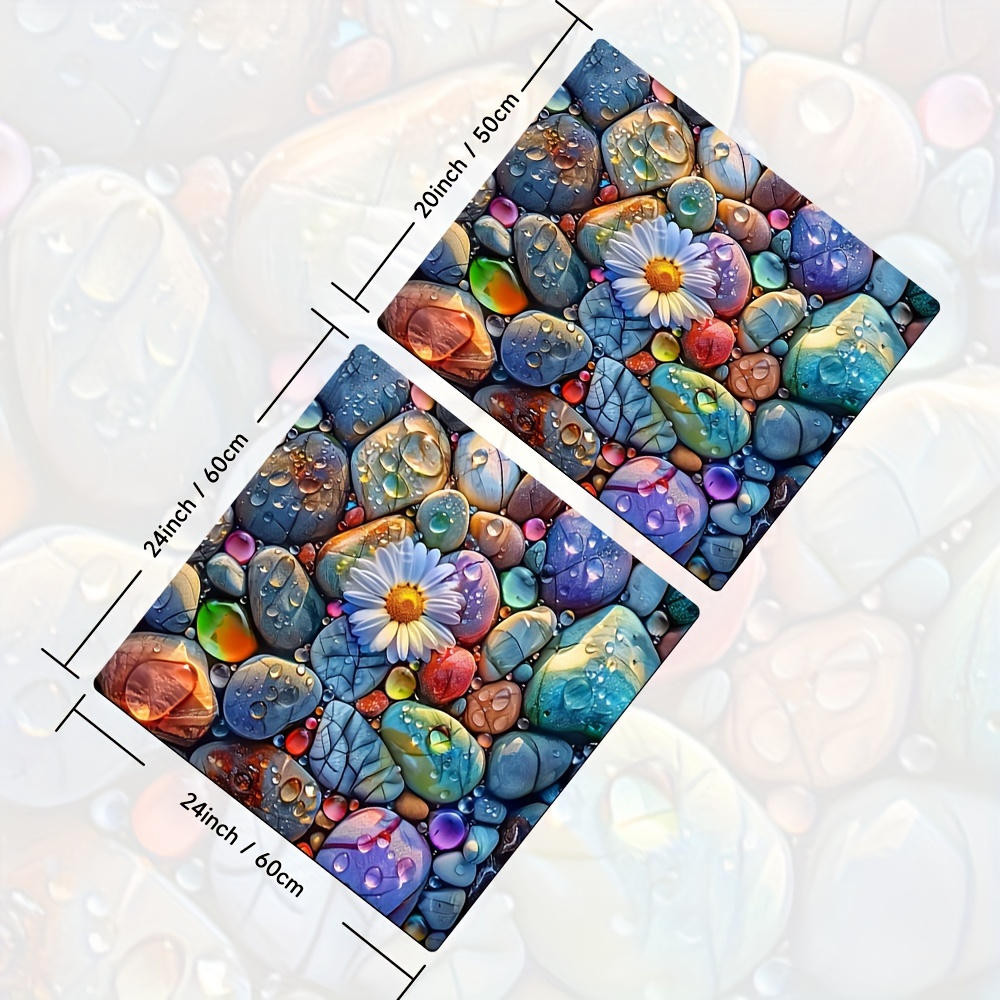 1pc 20in×24in/24in×24in, Colored Stones Pattern, Washer And Dryer Top Protection Mat, Washing Machine Dust Cover Mat, Kitchen Accessories, Non-Slip, For Laundry Bathroom Home Decor, Room Decor