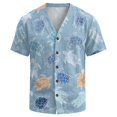 thumbnail image 5 of Uwinwear Men's Linen Cotton Short SleeveButton Up Shirts Lightweight Tops V Neck Hawaiian Summer Beach Printed Casual Shirts Breathable Casual Wear,Sky Blue,L, 5 of 8