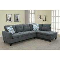 Ainehome Furniture Modern L-Shaped Sectional Sofa, 2 Pieces Living Room SET, Right Hand Facing/Dark Grey