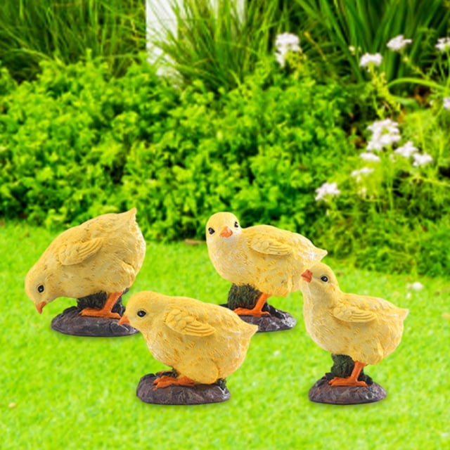 Estatua de jardín de simulación, escultura de polluelo, de animales preciosos, artesanía, resina artística para jardín de hadas, jardín de paisa 4x Baoblaze estatua de pollito