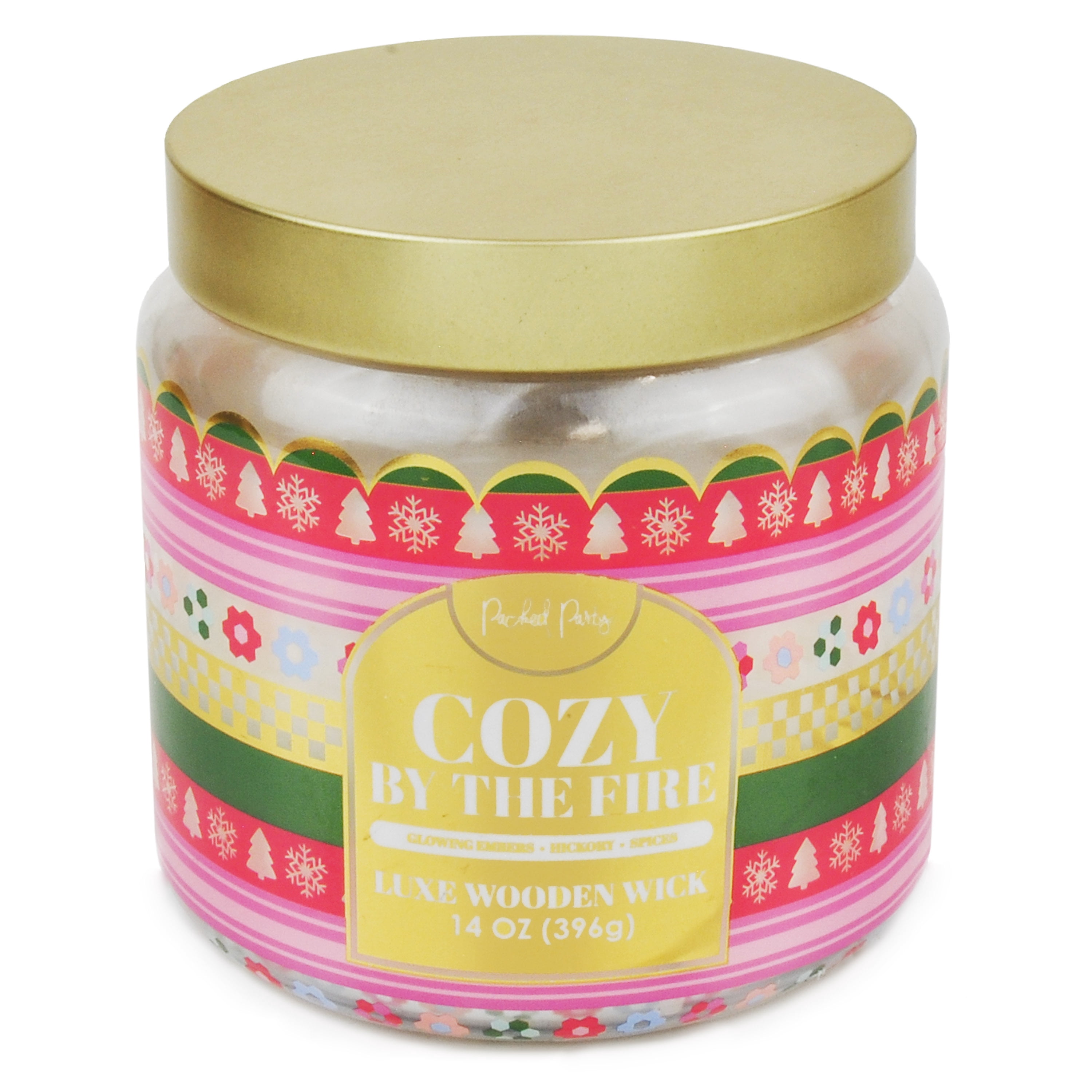 Packed Party Cozy By The Fire Candle with Wood Wick, 14-Ounce