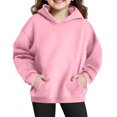 thumbnail image 2 of Cowsor Cute Hoodie for Teen Girls Trendy Solid Color Preppy Hooded Sweatshirts Kids Pullover Long Sleeve School Outfits, 2 of 7