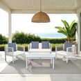 thumbnail image 2 of Safavieh  Outdoor Living Alda 4-piece Set with Accent Pillows Grey/Beige/NavyWhite, 2 of 8