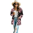 thumbnail image 2 of SCRAWLGOD Cherry Blossom Open Front Cardigan for Women Long Lounge Cardigans for Women Clubs Long Sleeve Women Fall Outfits Stretchable Cardigan Coat Size S, 2 of 7