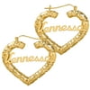 Personalized Bamboo Style Heart Polished Name Earrings