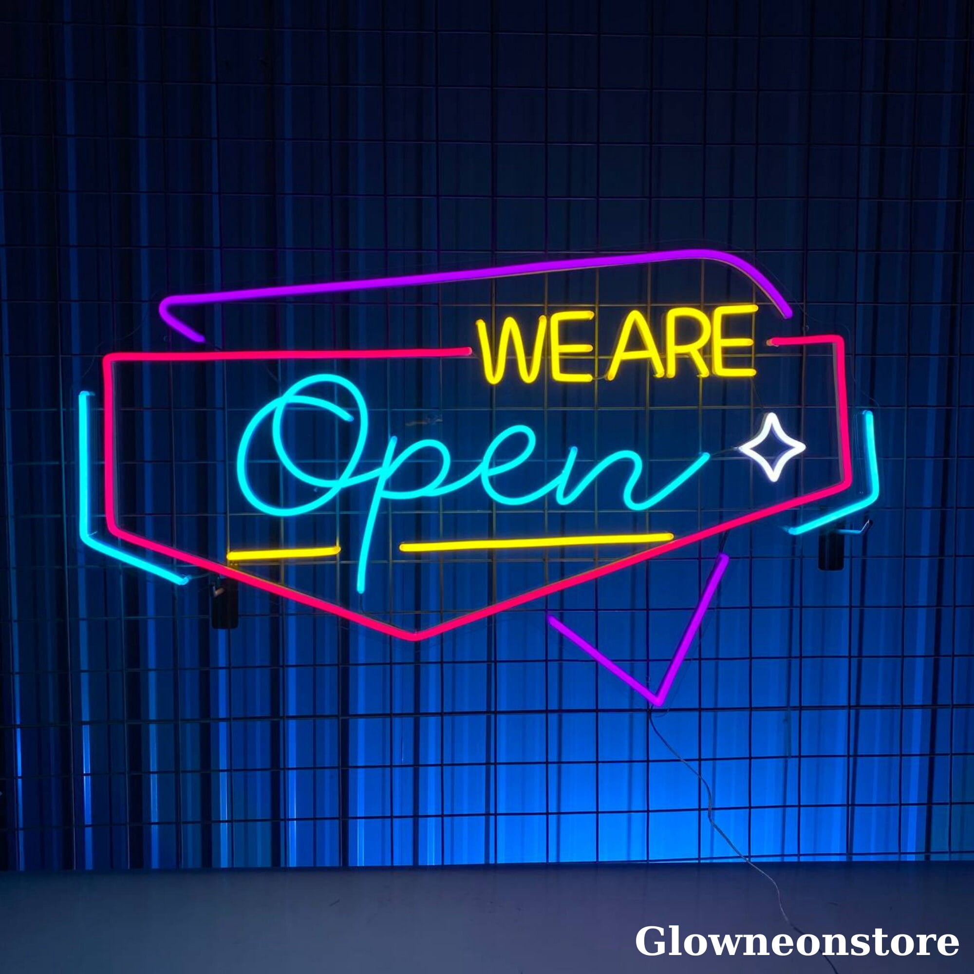 Glowneon We Are Open Neon Sign, We Are Open Led Sign, Welcome OPEN Coffee Shop Restaurant Party