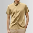 thumbnail image 2 of Men's Business Casual Short Sleeve Button Shirt, Polyester/Spandex, M-XXXXL Sizes, 2 of 4