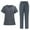 Gray, variant on ZZwxWA Scrubs for Women Set Stretch V-Neck Scrub Top with Pockets & Drawstring Cargo Scrub Pant Quick Drying Solid Nurse Uniform