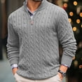 thumbnail image 2 of Men's Cable Knit Quarter Zip Sweater Mock Neck Long Sleeve Pullover Top, 2 of 7