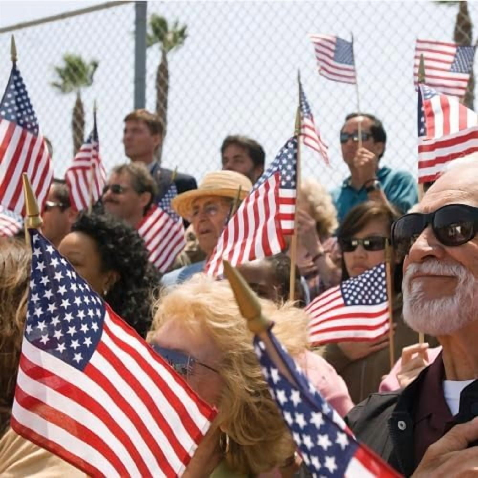 24 Pcs 8x12 Inch American Flags on Stick, USA Wood Stick Flags with Kid-Safe Spear Top, American Flags for Outside, Memorial Day Decorations, 4th of July Decorations