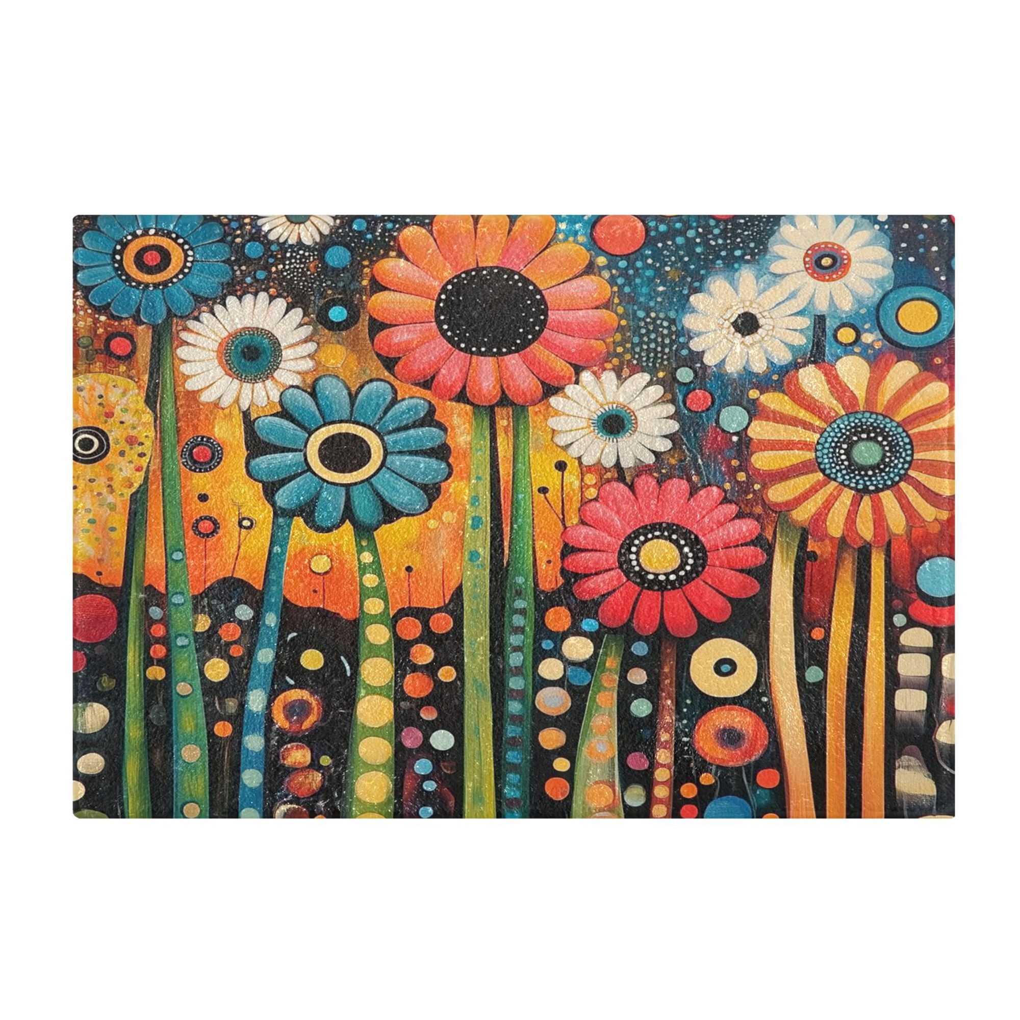 Yayeee Bath Rug for Bathroom Floor Non Slip Rectangle Fluffy Soft Absorbent Mat, 16"x24", Red Colorful Flowers with Dots
