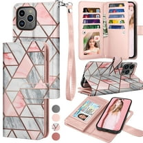 For iPhone 16 Pro Wallet Case with Credit Card Holder and Strap for Women Men, Tekcoo Detachable Magnetic Phone Case PU Leather Wallet Flip Folio Kickstand Cover for iPhone 16 Pro, Marble