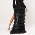 thumbnail image 4 of PNTUTB Women's Fashion Solid Color Multi-Layer Tulle Lightweight High Slit Asymmetrical Ankle Length Skirt, 4 of 6