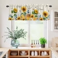 thumbnail image 5 of 3 Piece Kitchen Curtains and Valances Set Yellow Sunflowers Cafe Curtains 24 Inch Length Daisy Bees Elegant Pastoral Floral Valance & Tier Curtain for Living Room Bedroom Window 54"x18"+27"x24"*2, 5 of 6