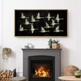 thumbnail image 3 of Large Framed Canvas Print Minimalist White Swans on BlackWall Art Decorative Ready to Hang Painting for Living room Bedroom 60x30 inches Natural Frame, 3 of 7
