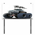 thumbnail image 3 of Cars Headboard, Popular Large Suspension Monster Truck Dead Skull Pirate Flag Off to Road Art, Upholstered Decorative Metal Bed Headboard with Memory Foam, Twin Size, Cadet Blue White, by Ambesonne, 3 of 4