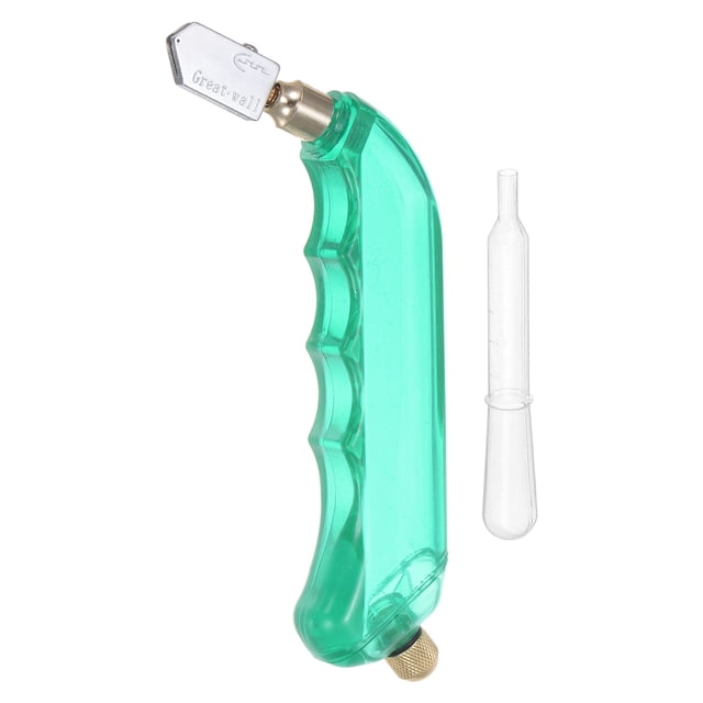 Cortador de vidrio con empuñadura de pistola 6mm-12mm, herramienta para cortar vidrio manchado con alimentación de aceite y depósito de aceite para espejos, color verde