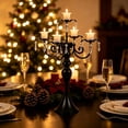 thumbnail image 3 of Metal Candelabra European Style Candlestick with Crystal Pendants, for Home, Wedding, Hotel, Dinner Table, Mantel, Banquet and Romantic Centerpiece Decor​, Black, 3 of 7