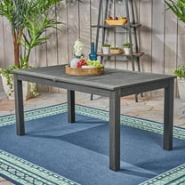 Zoe Outdoor Expandable Acacia Wood Dining Table, Dark Gray