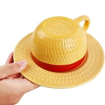 Anime Ceramic One Piece Coffee Mugs Merch, Luffy Straw Hat Manga Milk Tea Cup Collection Gift Set for Anime Lovers