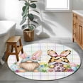 thumbnail image 3 of Round Rugs 3Ft, Easter Gnomes Round Area Rug Washable Indoor Throw Carpet, Eggs Rabbit Spring Daisy Floral Colorful Stripes Small Non Slip Circle Rug for Bedroom Living Room Home Decor Aesthetic, 3 of 8