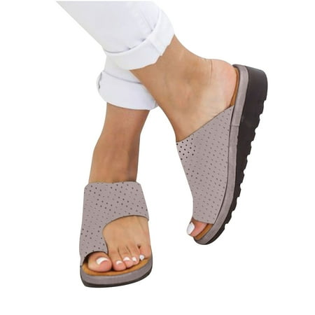 

Lyinloo Women Dressy Comfy Platform Casual Shoes Summer Beach Travel Slipper Flip Flops Gray 38