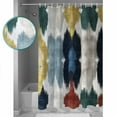 thumbnail image 3 of 60x72 Inch Shower Curtains for Bathroom Navy Blue Shabby Fabric Bath Curtain Decor Green Yellow Abstract Art Waterproof Restroom Curtains Shower Set Accessories with 12 Hooks 60 Inch, 3 of 6