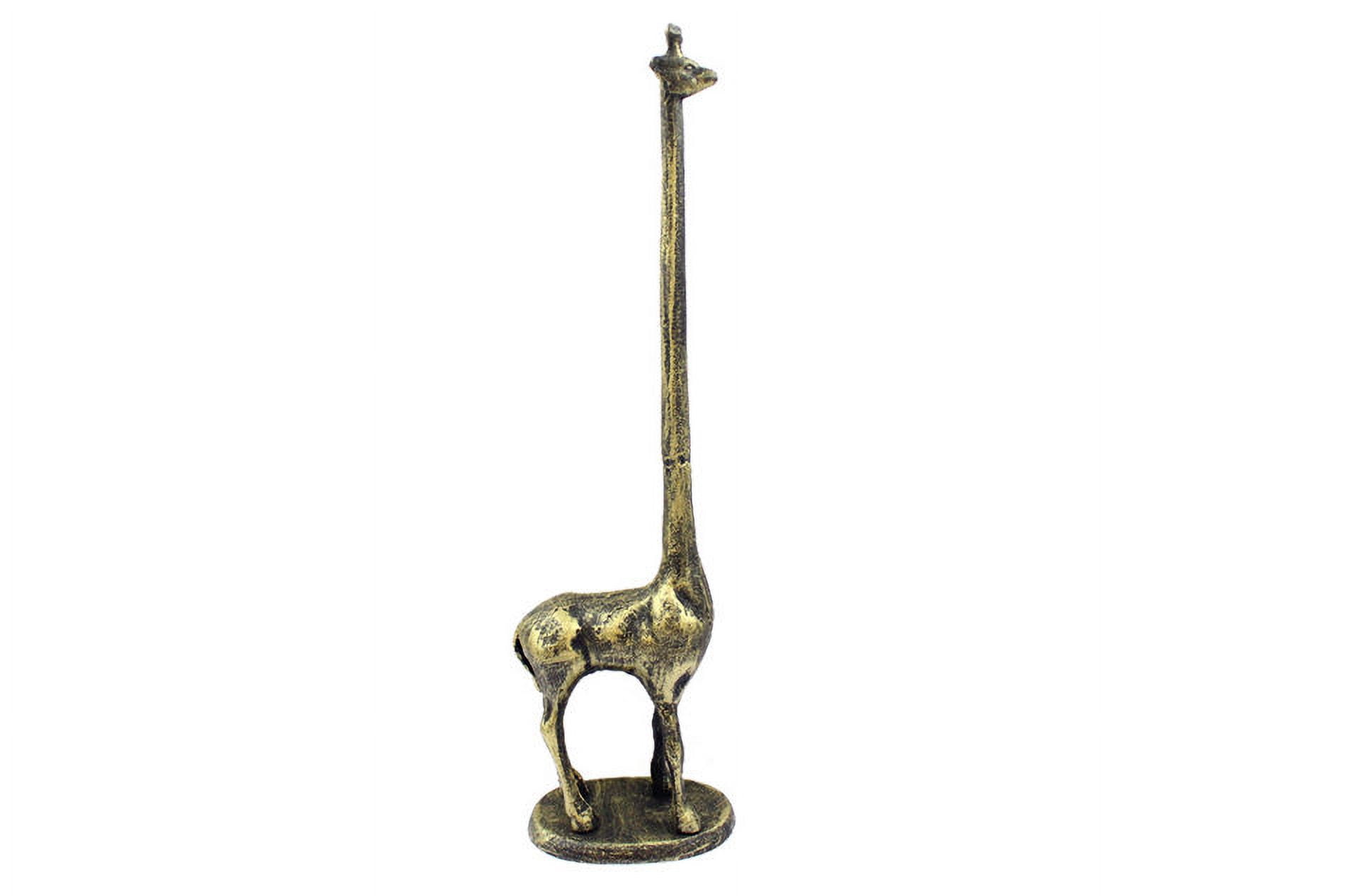 Handcrafted Nautical Decor Rustic Gold Cast Iron Giraffe Paper Towel Holder 19" - Decorative Cast Iron - M